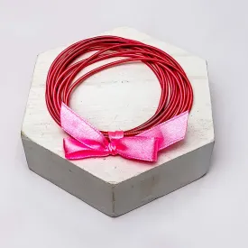 Guitar String Bracelets With Bow in Dark Pink