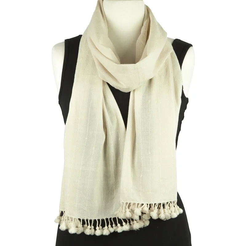 Hand Woven Woollen Scarf with Tassel Fringe