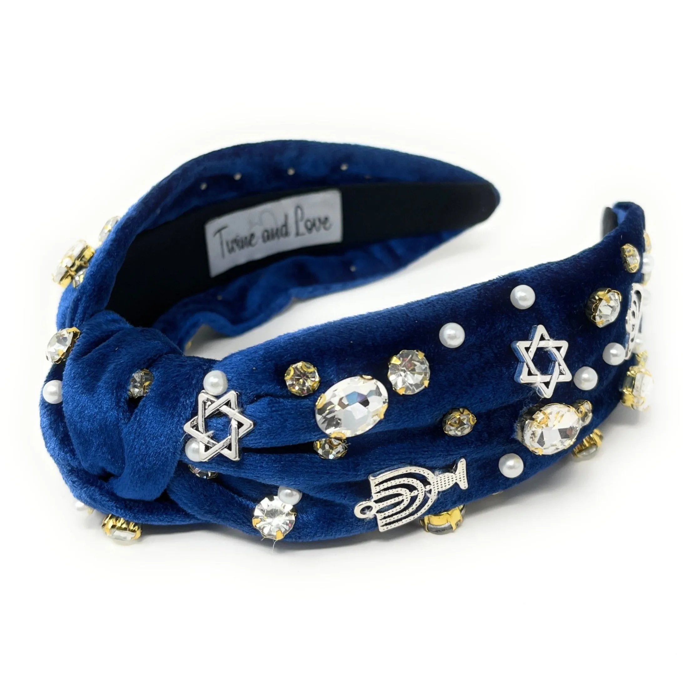 Hanukkah Velvet Jeweled Knot Headband