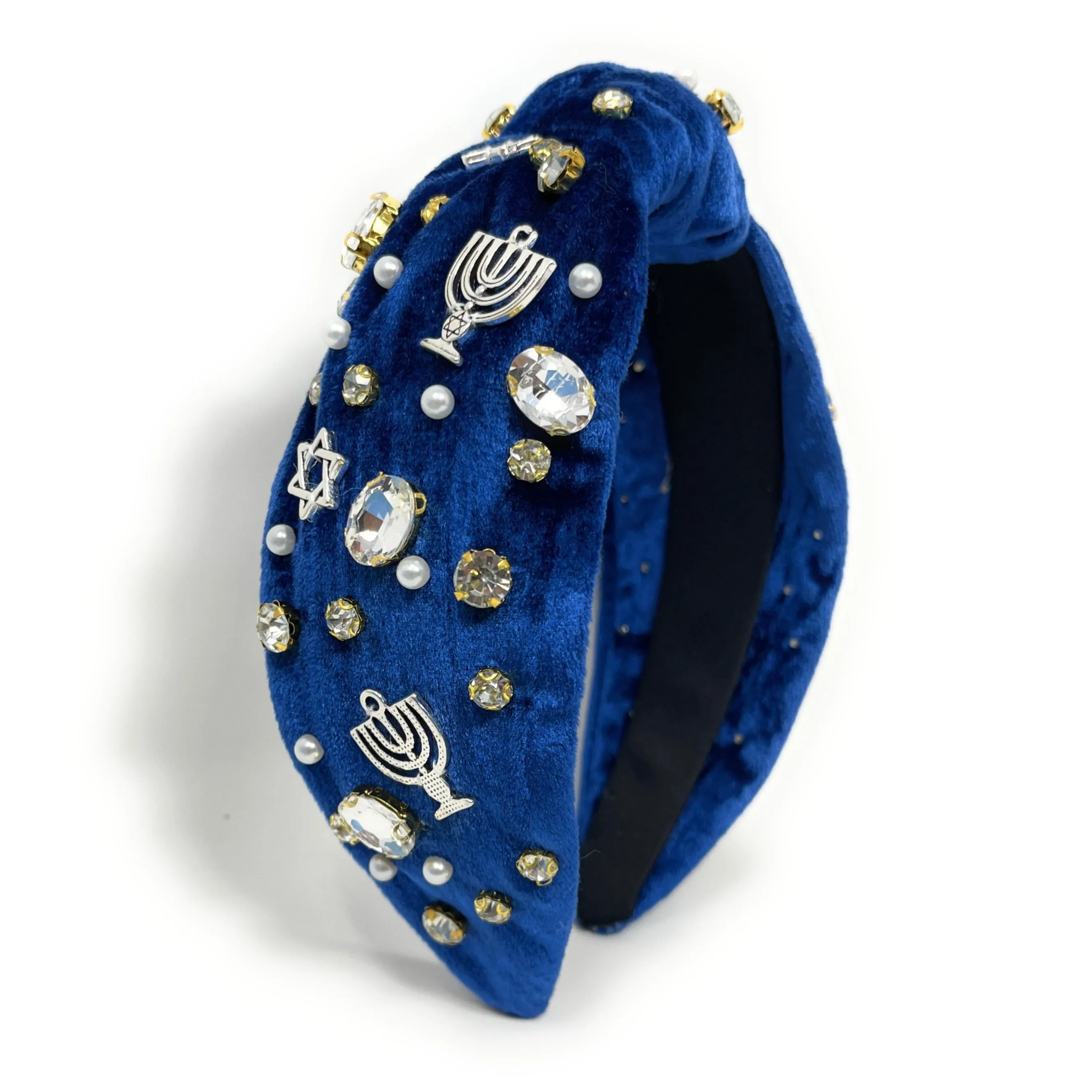 Hanukkah Velvet Jeweled Knot Headband