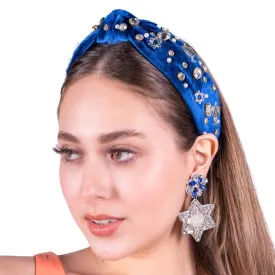 Hanukkah Velvet Jeweled Knot Headband