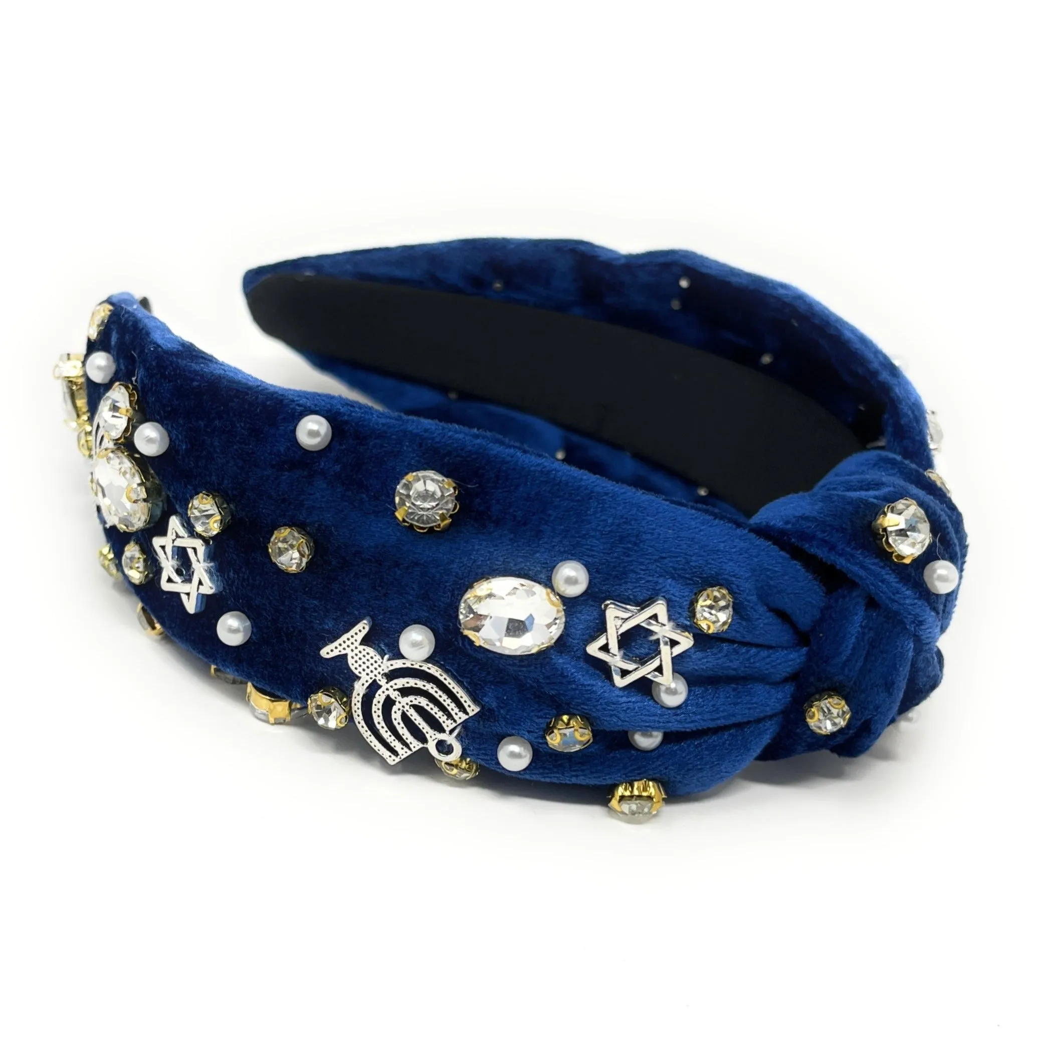 Hanukkah Velvet Jeweled Knot Headband