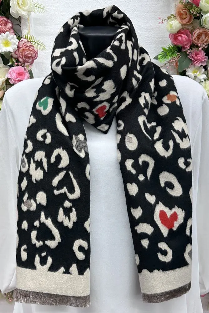 Heart Motif Pattern Soft Feel Scarves