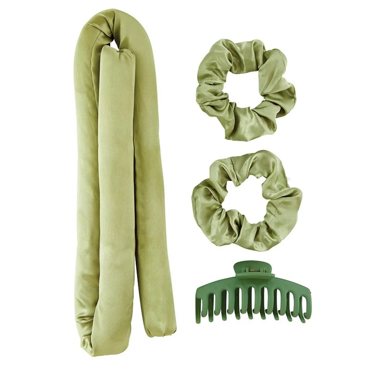 Heatless Roller Set in Green | 4-Piece Hair Curler Set  | Hair Accessories