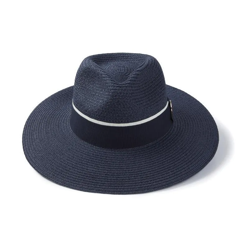 Hicks & Brown Hemley Wide Brimmed Summer Fedora - Navy