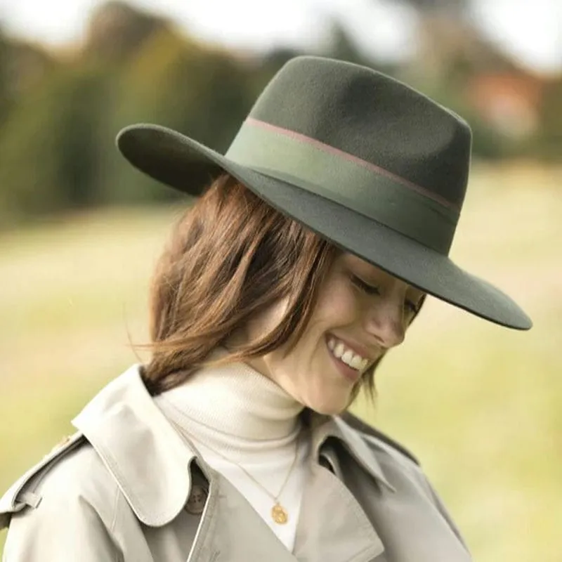 Hicks & Brown Oxley Wide Brimmed Fedora - Olive