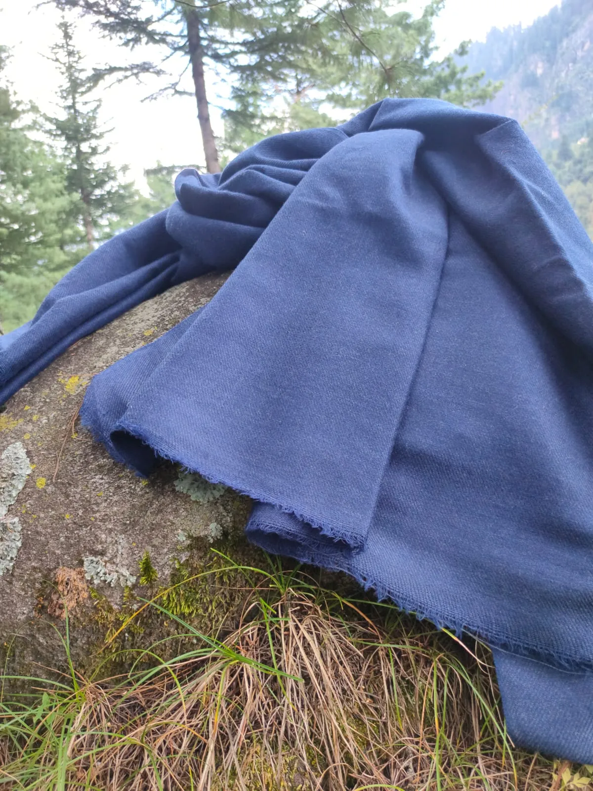 Indigo dyed yak & merino blend scarf