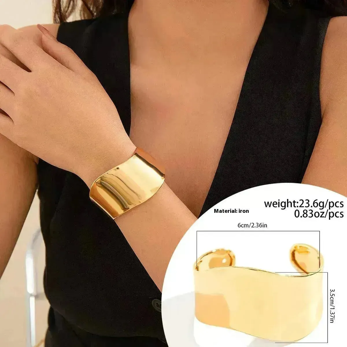 Irregular With Personality Glossy Alloy Wide Bracelet for Women