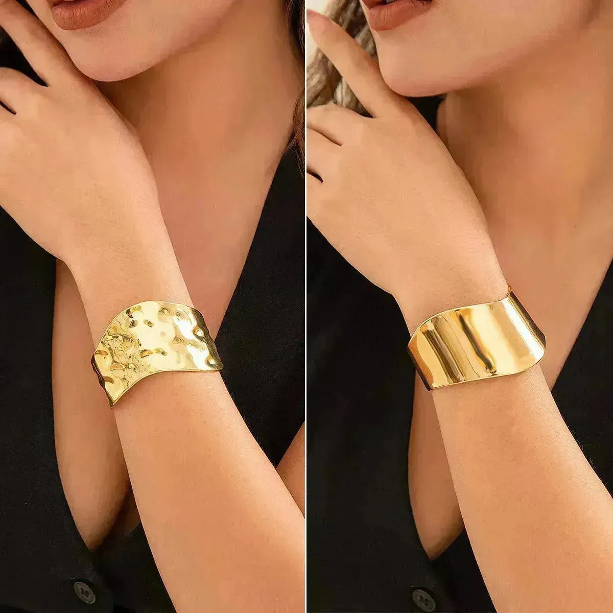 Irregular With Personality Glossy Alloy Wide Bracelet for Women