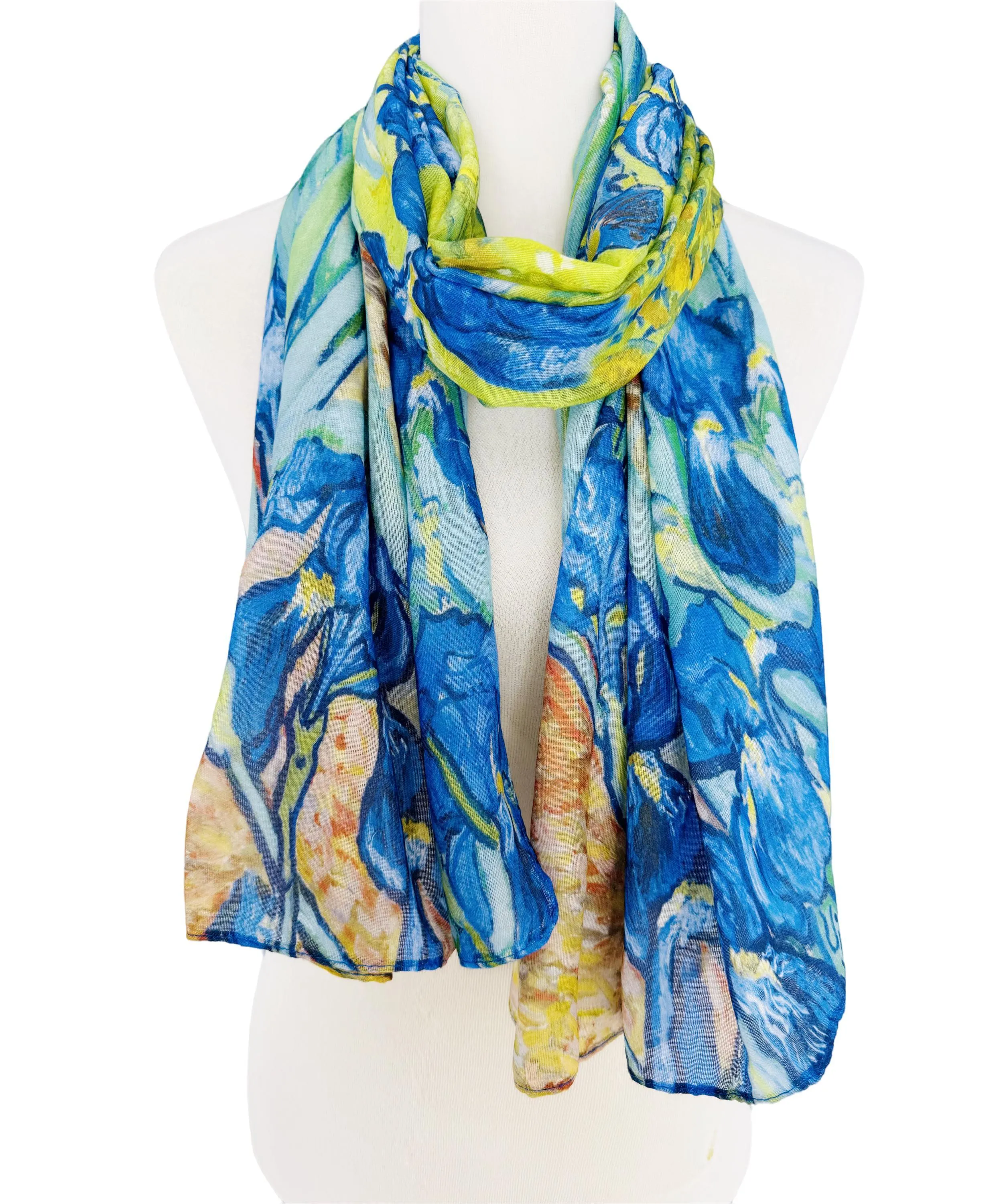 JC071134 Green-Blue Irises Scarf