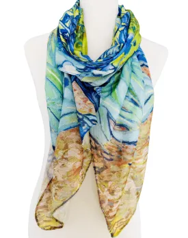 JC071134 Green-Blue Irises Scarf