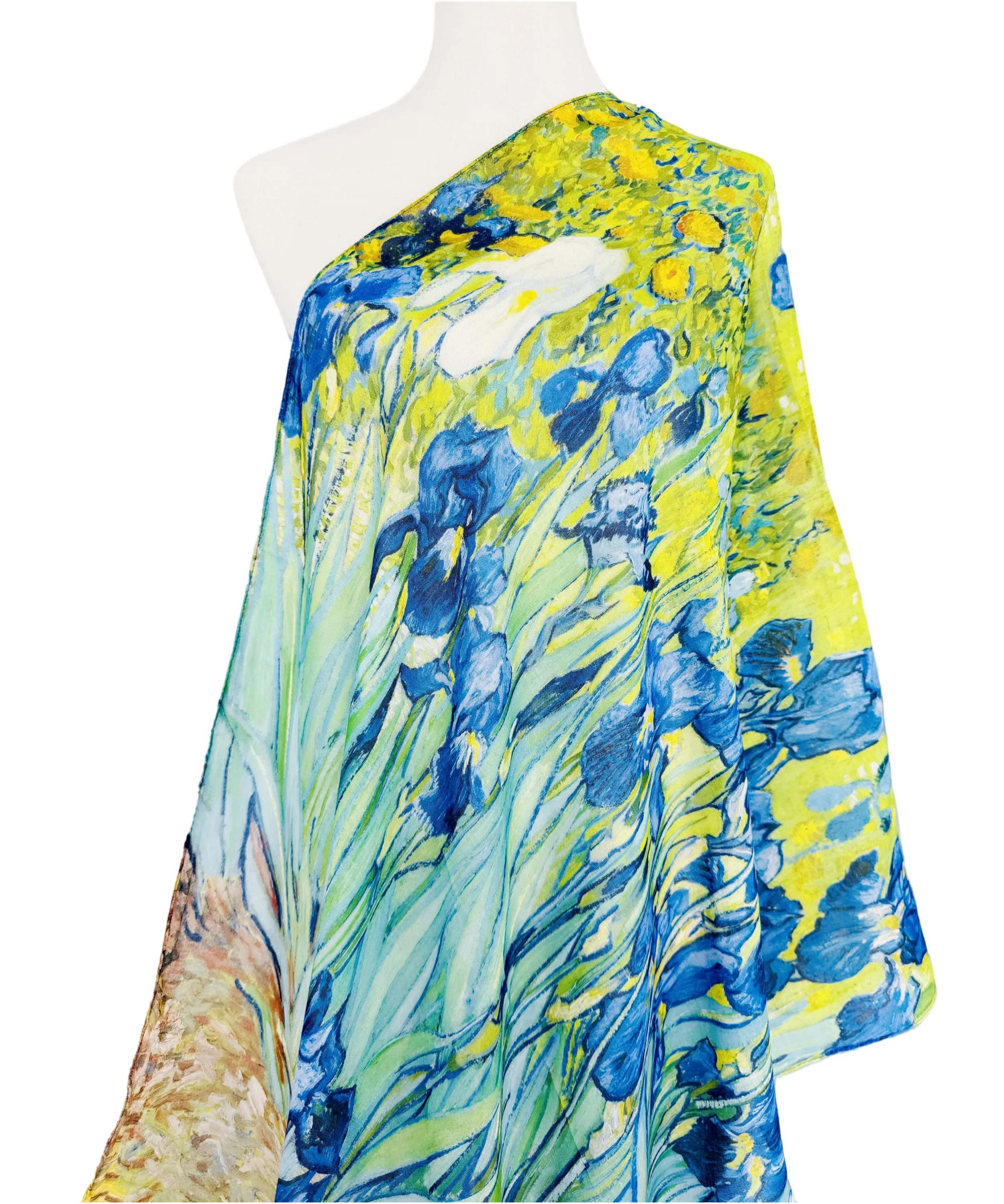 JC071134 Green-Blue Irises Scarf