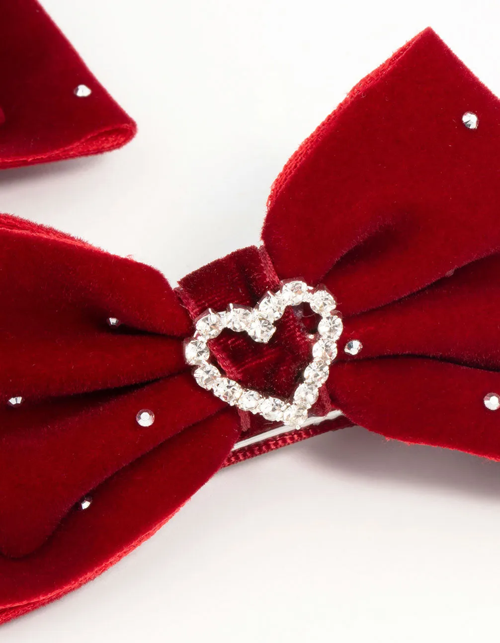 Kids Festive Fabric Heart Bow Clips 2-Pack