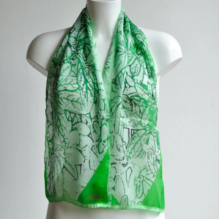 Leaf Sprays - Petite Long Silk Scarf