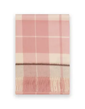 Light Pink & Ivory Check Cashmere Scarf