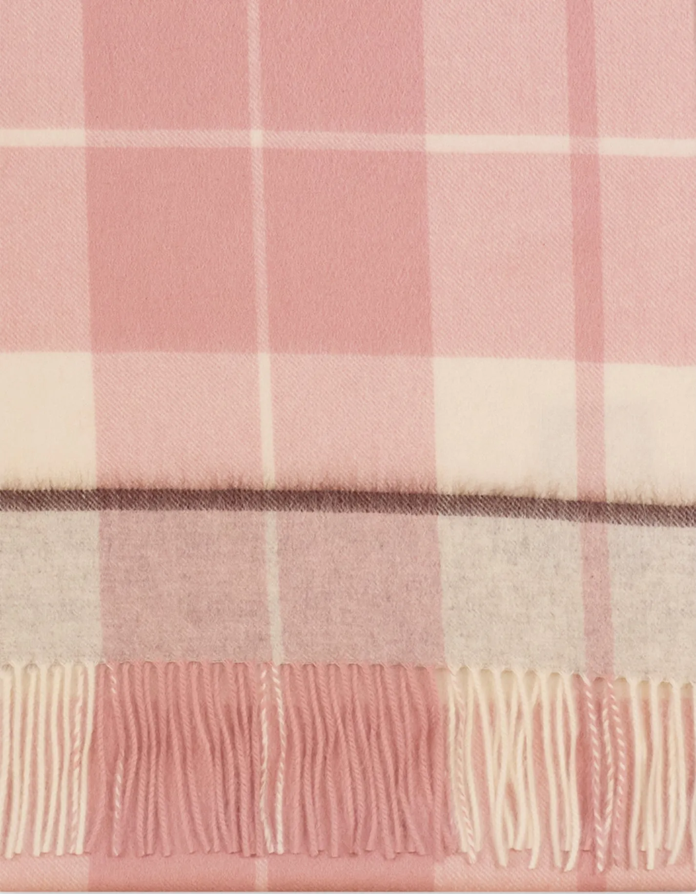 Light Pink & Ivory Check Cashmere Scarf