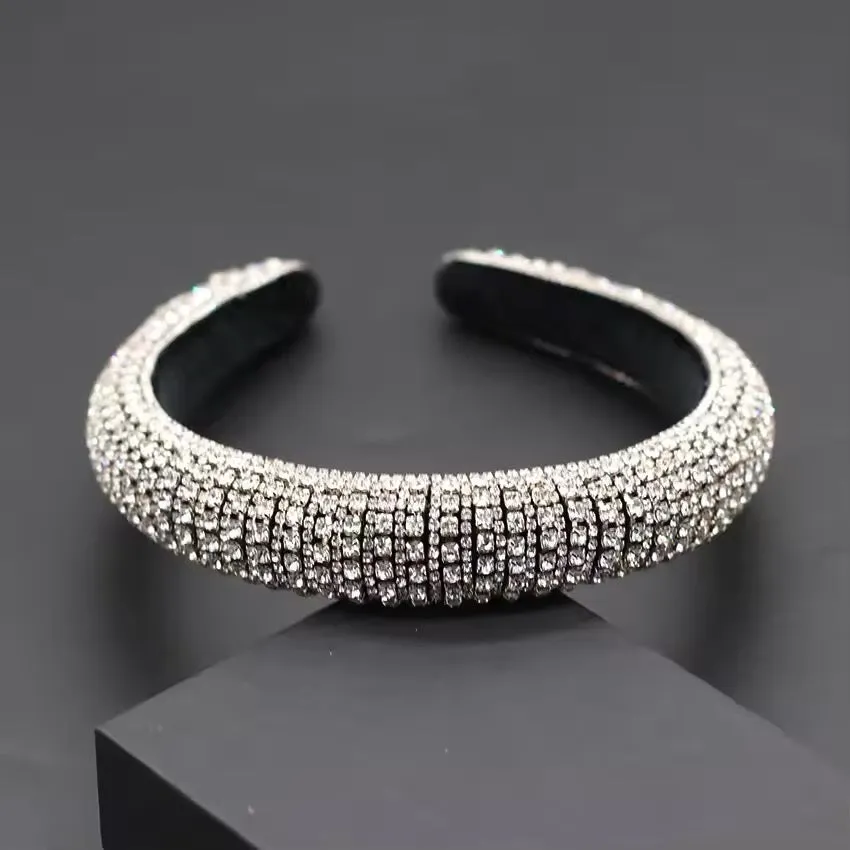 Luxurious Baroque Padded Velvet Rhinestone Ladies Women Headband - ((Style 4))