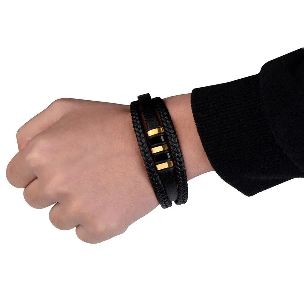 Mens Wristbands With Stainless Steel Magnet Clasp Punk