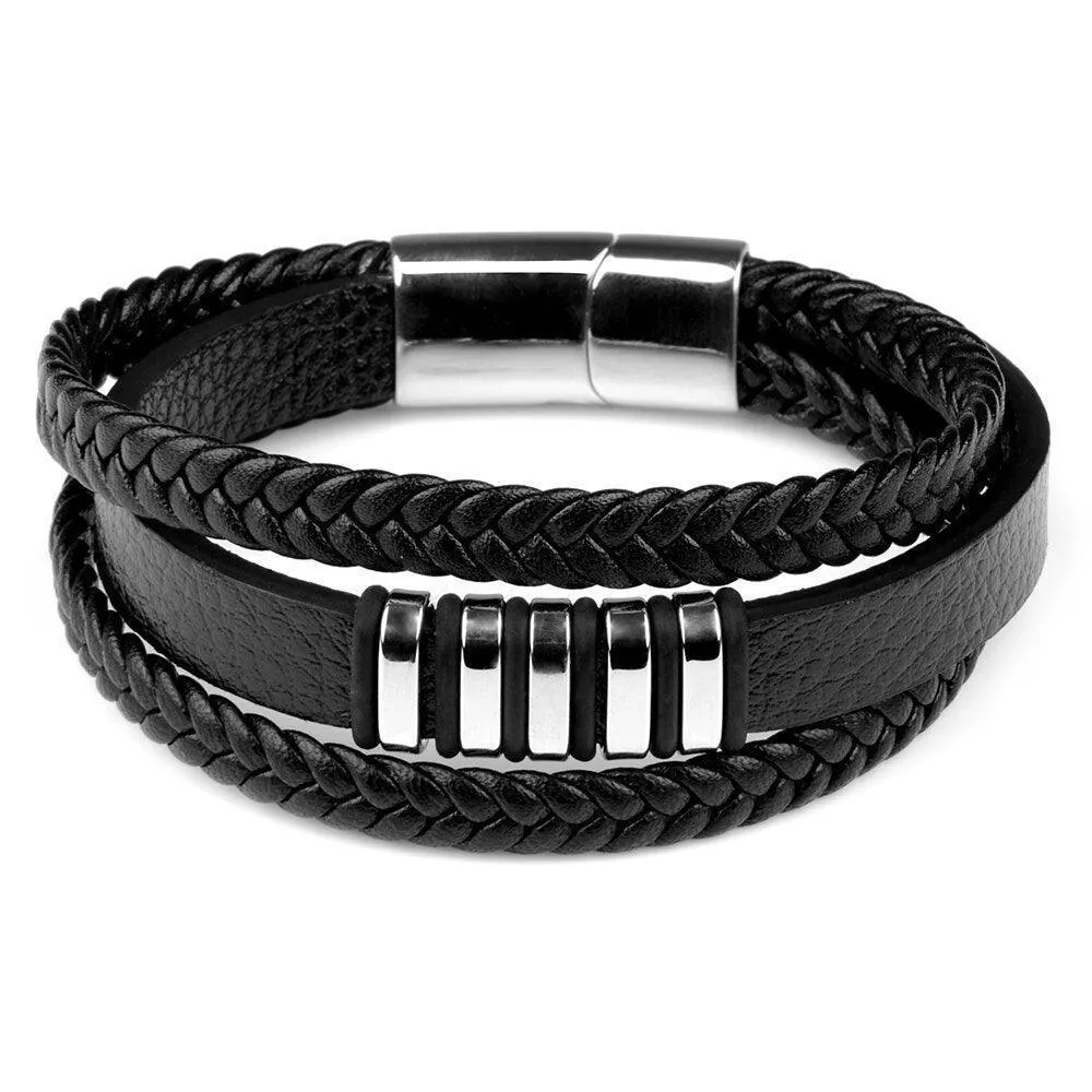 Mens Wristbands With Stainless Steel Magnet Clasp Punk