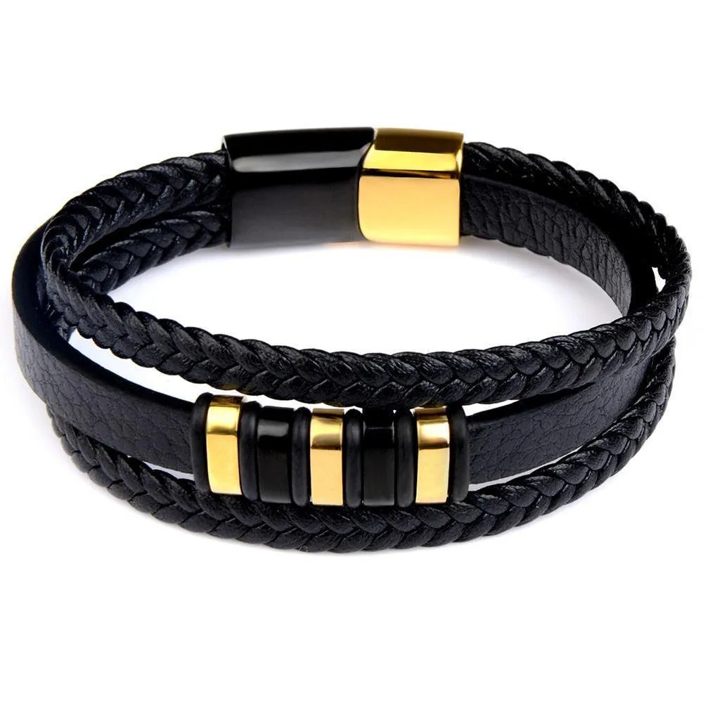 Mens Wristbands With Stainless Steel Magnet Clasp Punk