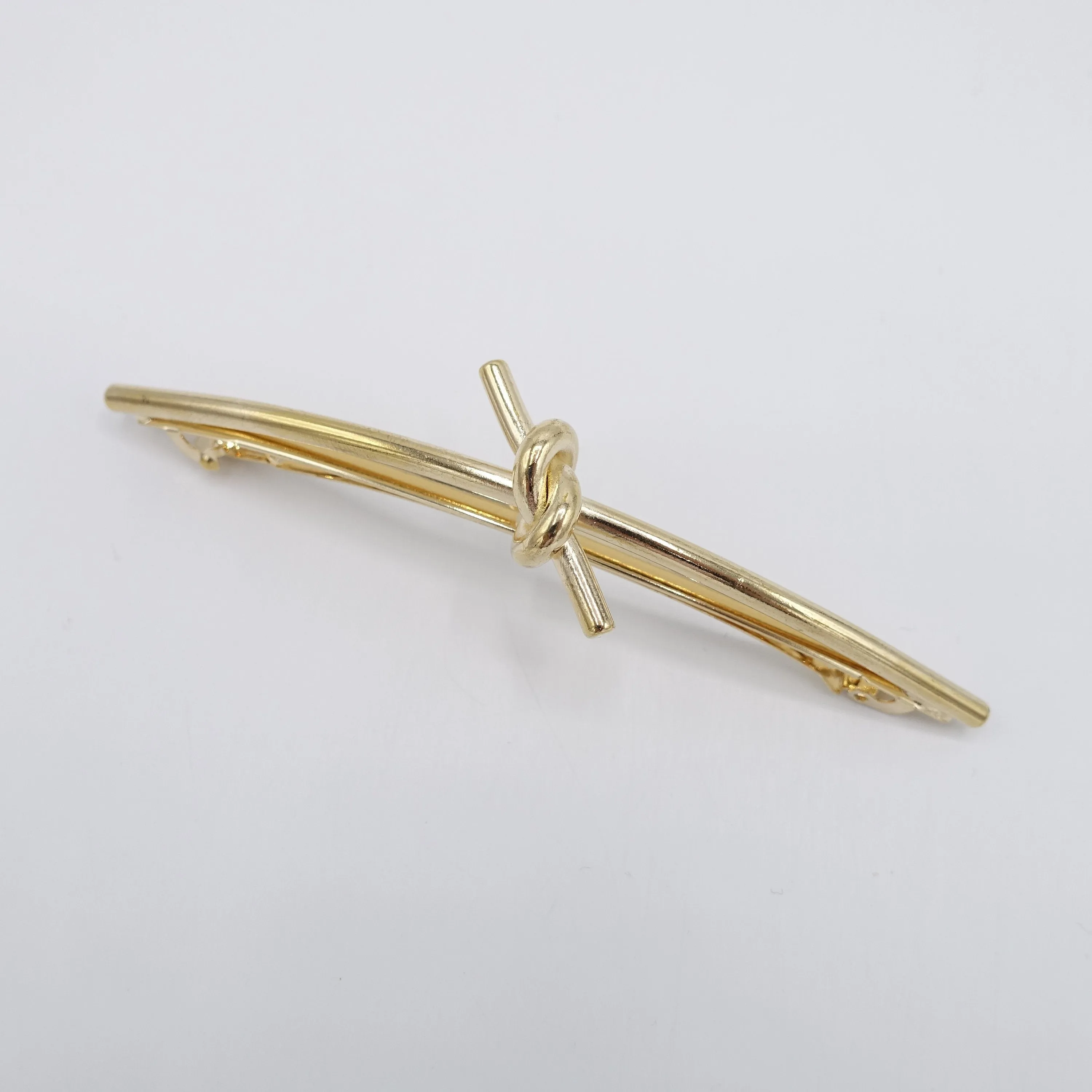 metal hair barrette, brass hair barrette, metal knot barrette