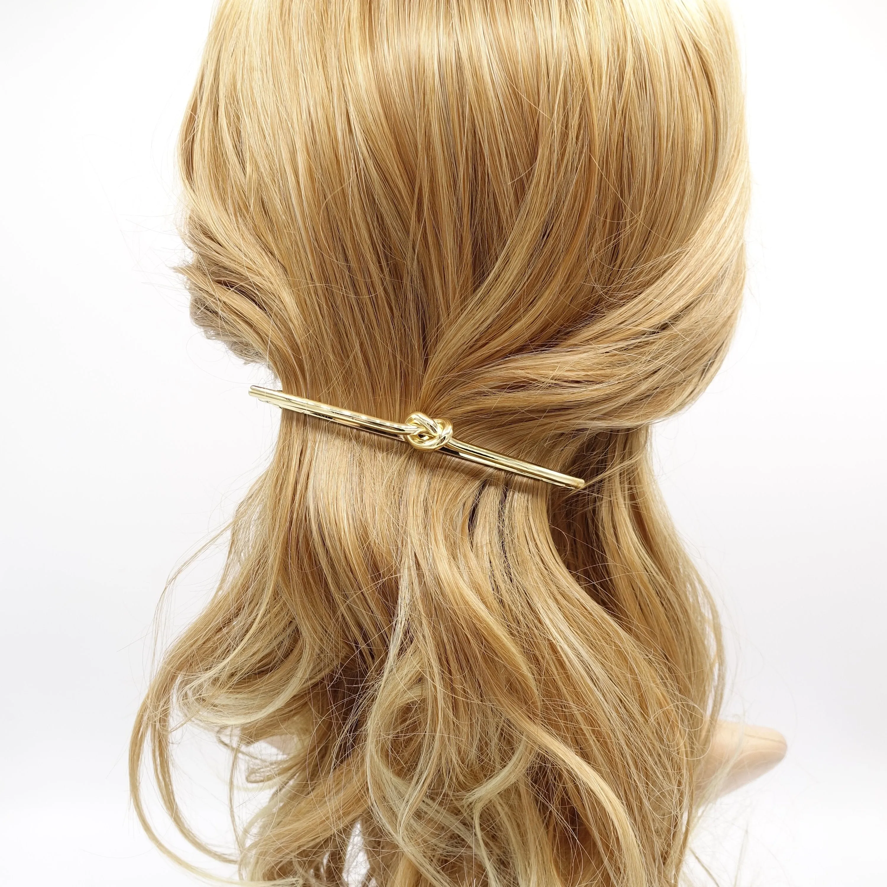 metal hair barrette, brass hair barrette, metal knot barrette