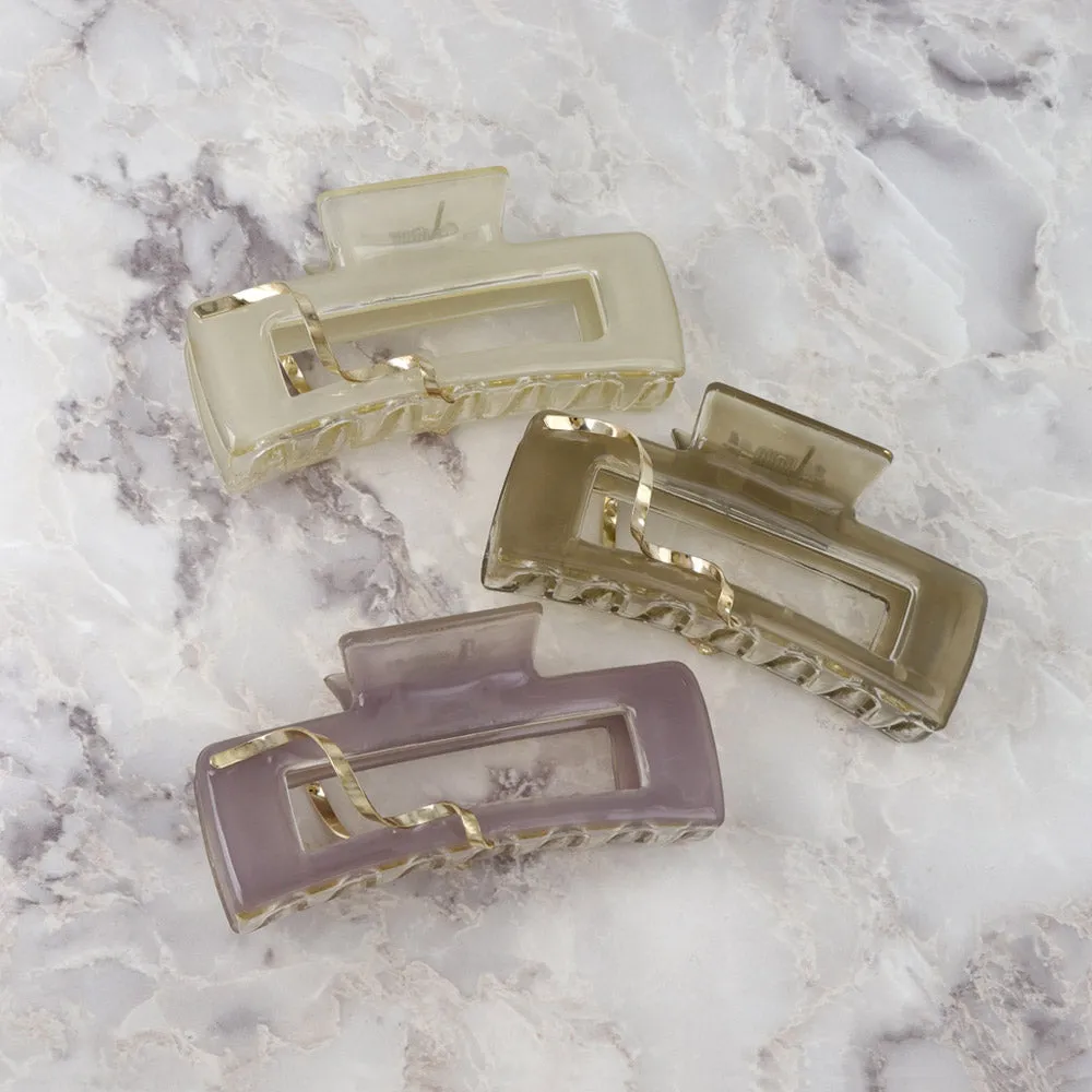 Metal Spiral Embellished Rectangle Hair Claw