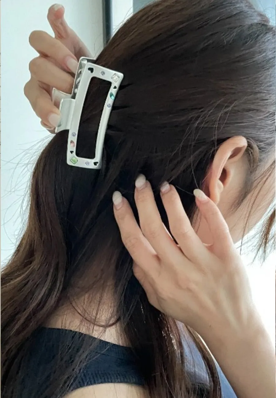 Metal Square Natural Stone Large Size Strong Grip Hair Claw Clip