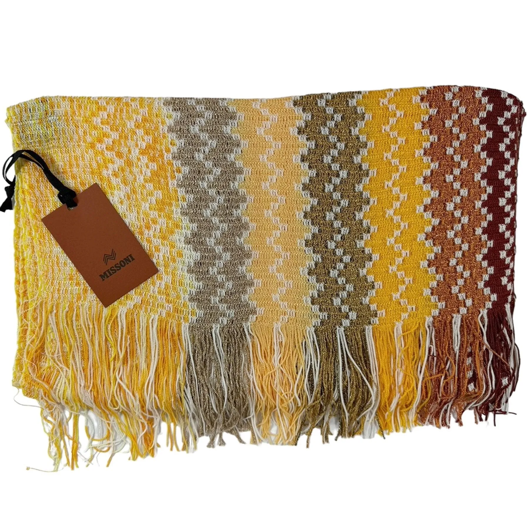 Missoni Scarf Brown Orange Olive Chevron Design - Women Designer Shawl