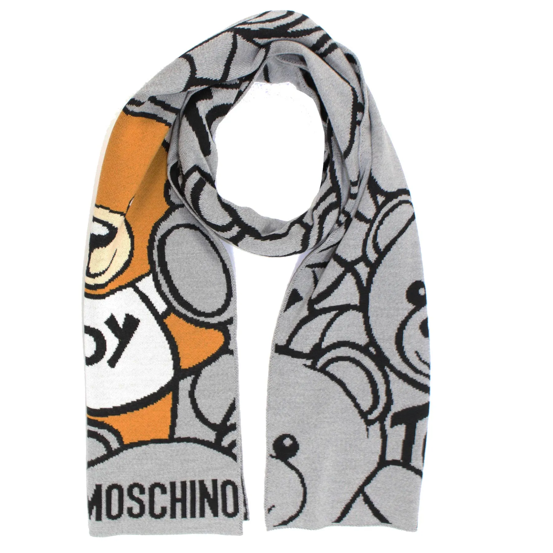 Moschino Wool Scarf Gray Toy Teddy Bear - Women Collection FINAL SALE