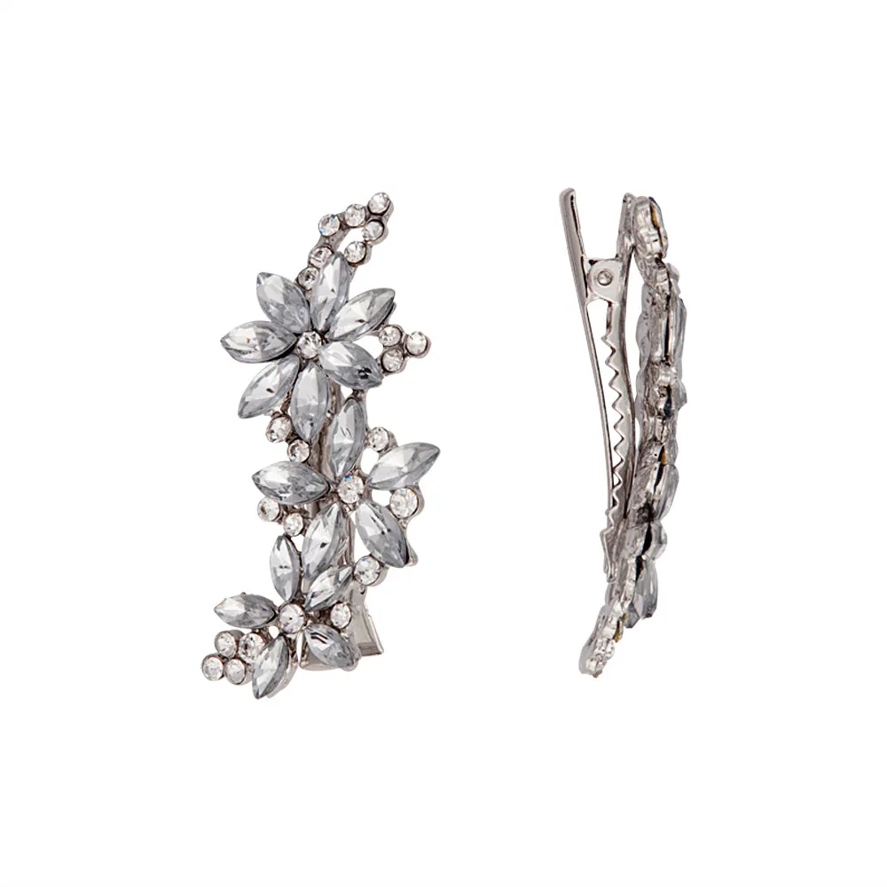 Multi Flower Diamante Clips