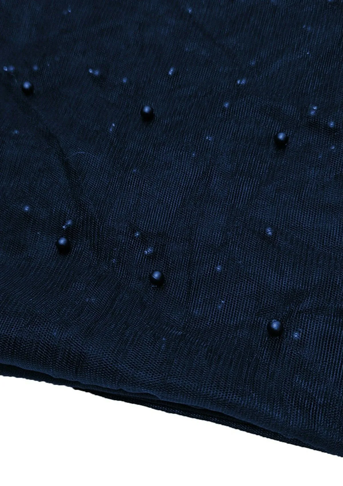 Navy Blue 60" Net Fashion Studded Pearl Beaded Bridal Fabric Decoration/craft/dress/scarf