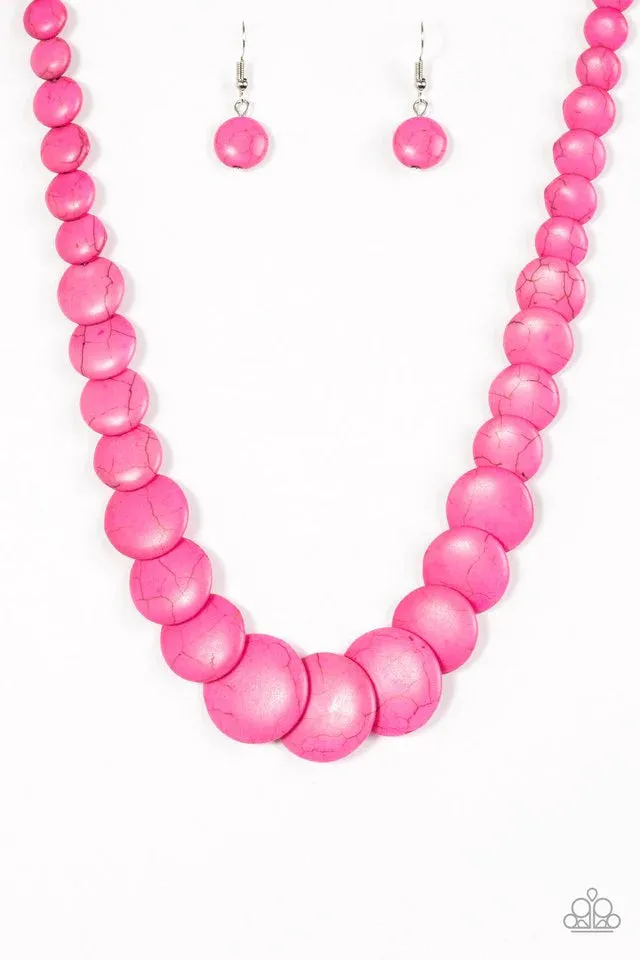 Paparazzi Necklace ~ Desert Flats - Pink