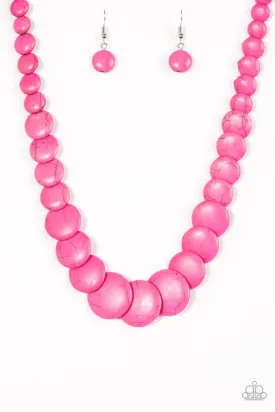 Paparazzi Necklace ~ Desert Flats - Pink