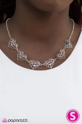 Paparazzi Necklace ~ Playing My Heartstrings - Silver