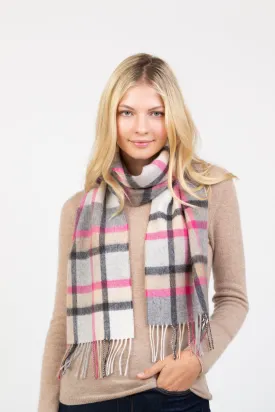 Princeton Check Lambswool Scarf - Pink