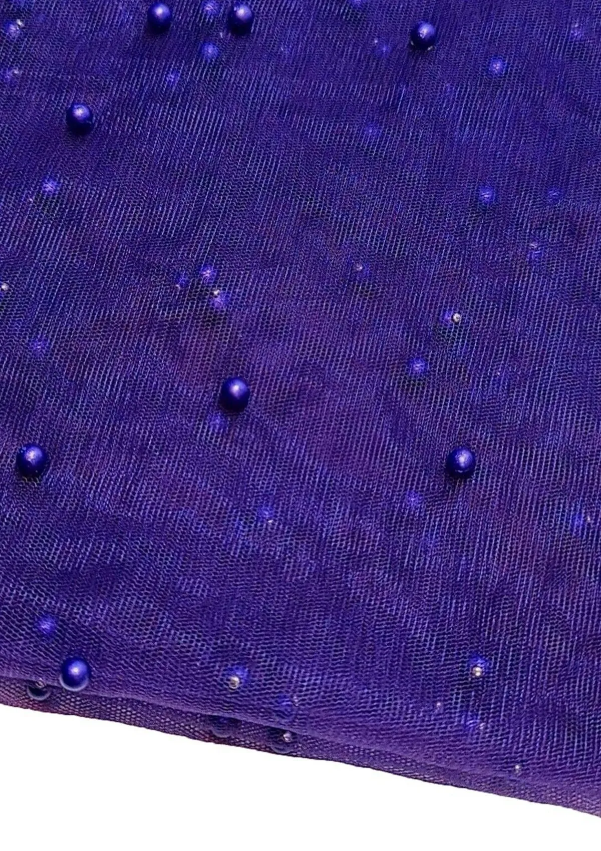 Purple 60" Net Fashion Studded Pearl Beaded Bridal Fabric Decoration/craft/dress/scarf