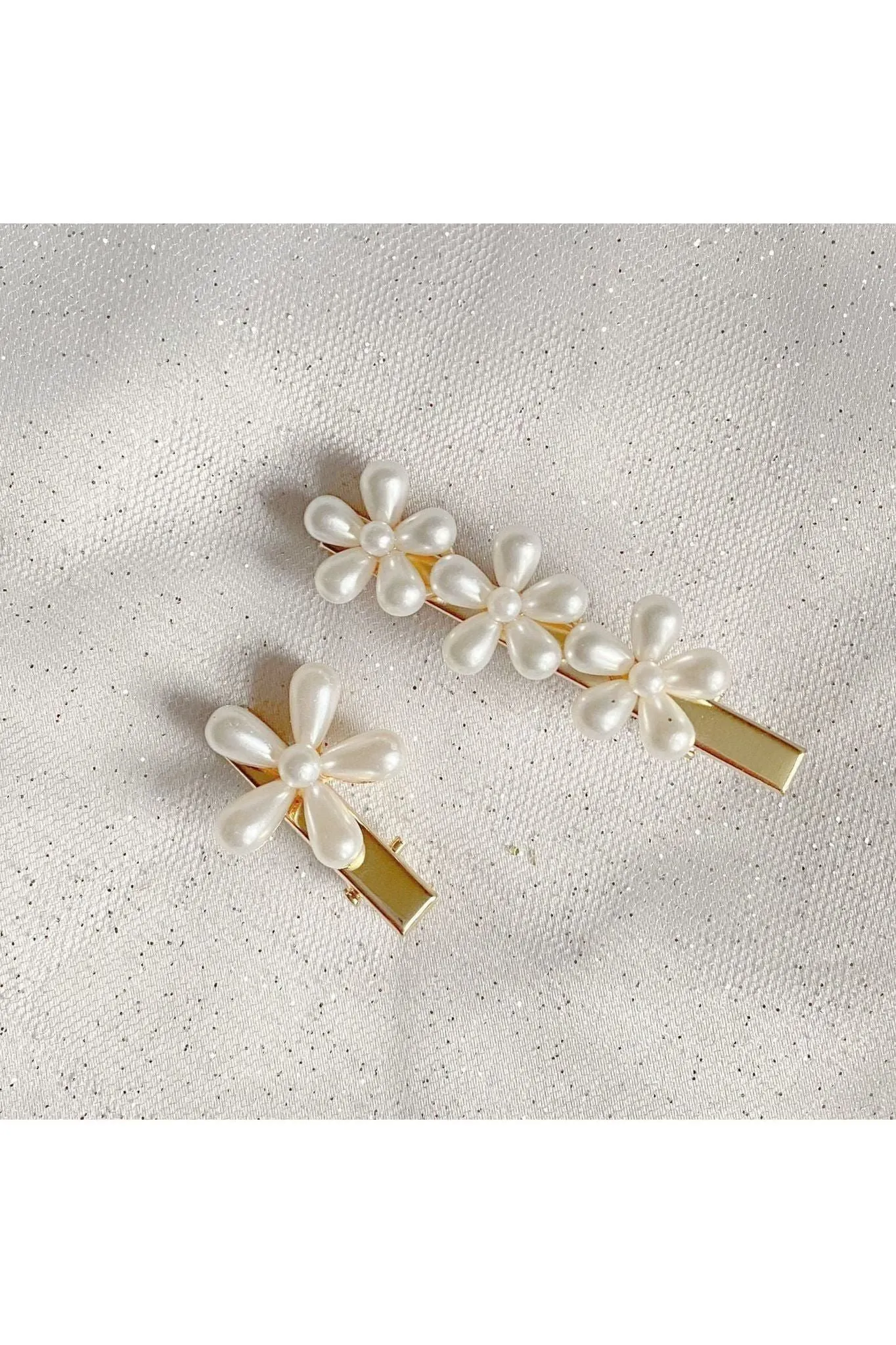 Queenmee Hair Accessories Pearl Hair Grips Flower Hair Clips Gold Crocodile Hair Clips Set Of 2