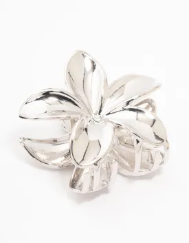 Rhodium Frangipani Claw Clip