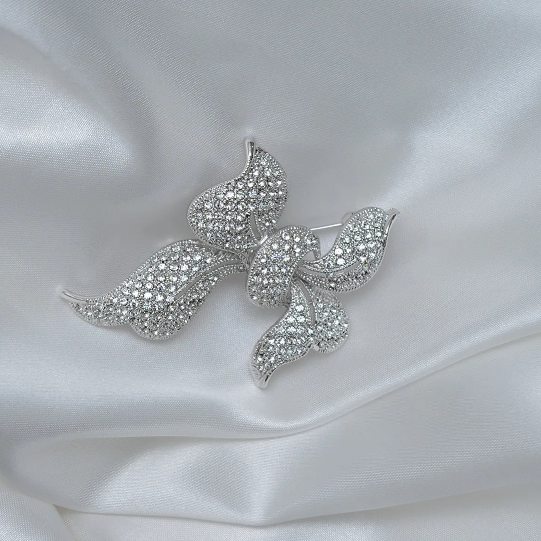 Ribbon Knot Stone Studded Brooch