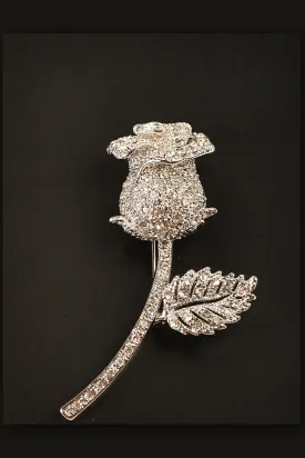 Rose Flower Stone Studded Brooch