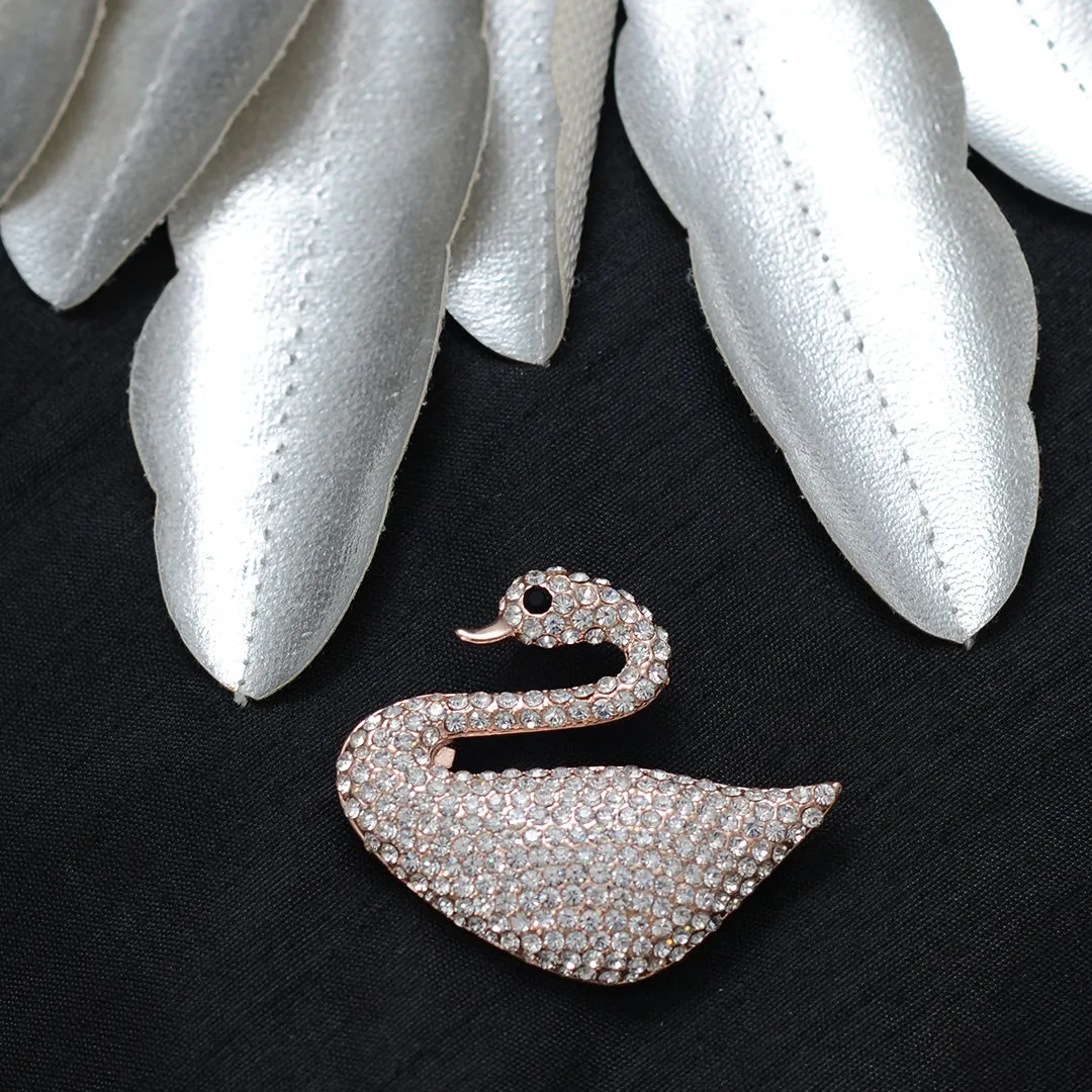 Rose Gold Swaroski Swan Stone studded brooch