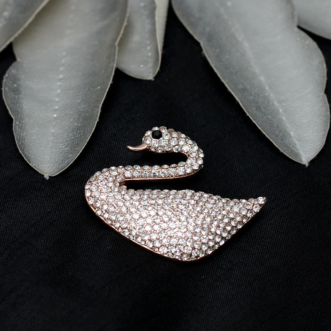 Rose Gold Swaroski Swan Stone studded brooch