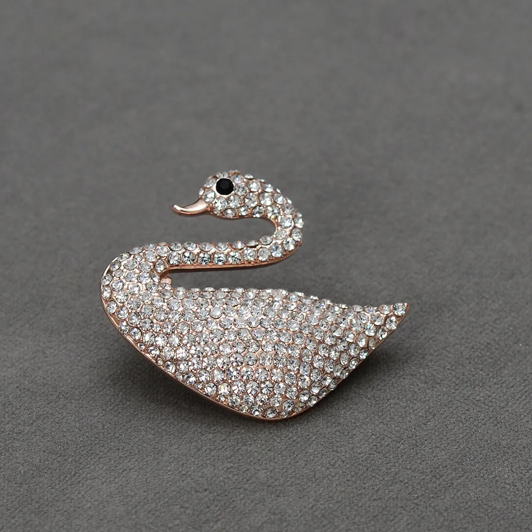 Rose Gold Swaroski Swan Stone studded brooch