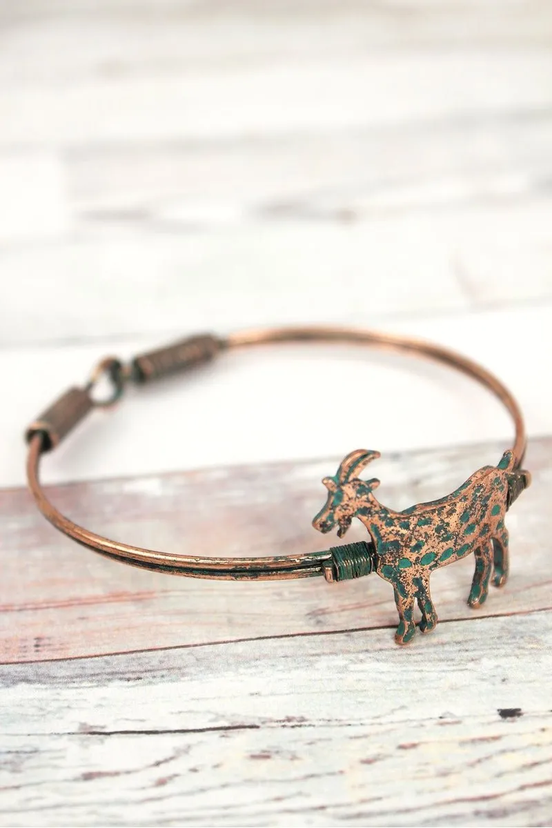 SALE! Burnished Coppertone and Patina Goat Wire Bangle