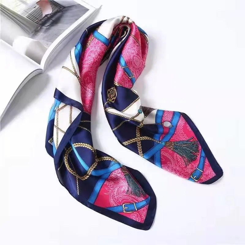 Silky Tassel and Buckle Design Bandana Scarf for Women, 70*70cm