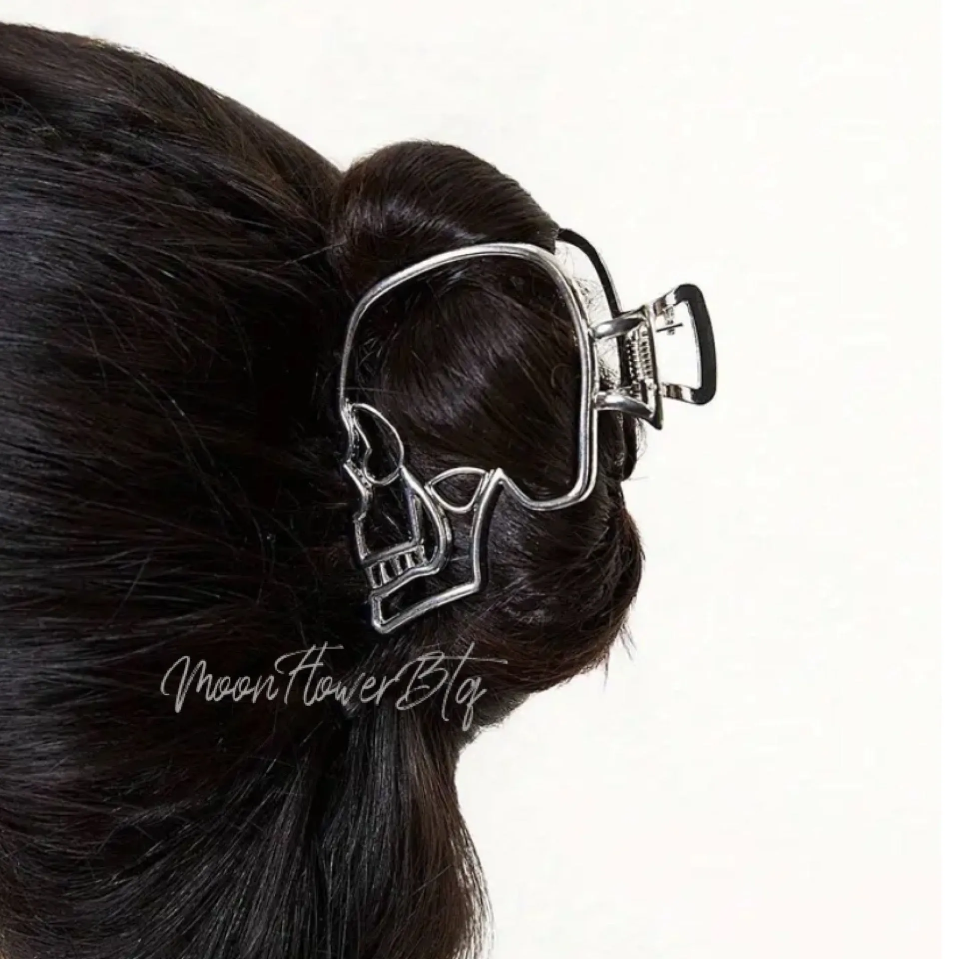 Silver Metal Skull Hair Clip