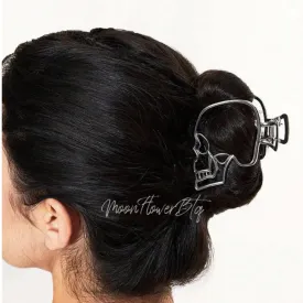 Silver Metal Skull Hair Clip