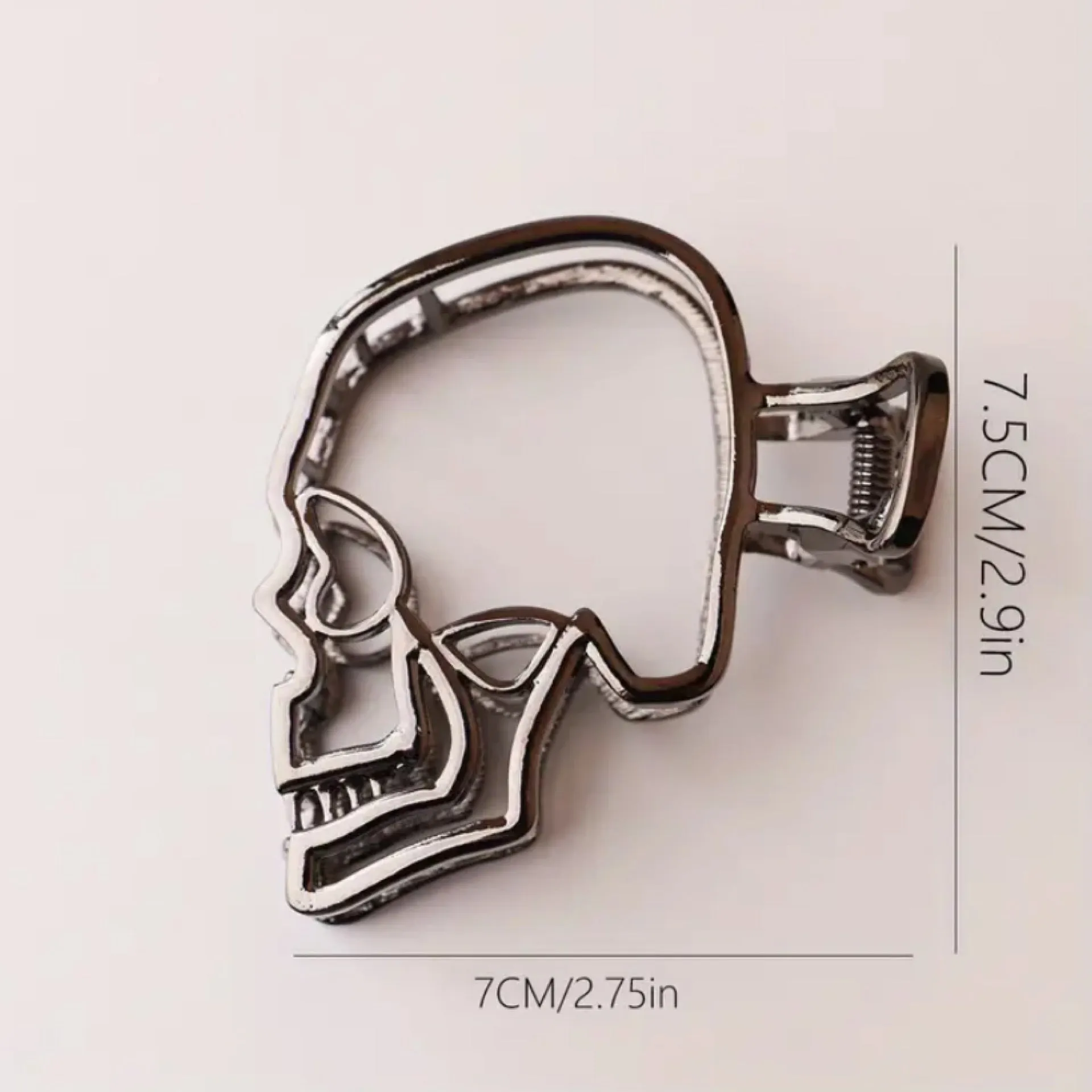 Silver Metal Skull Hair Clip