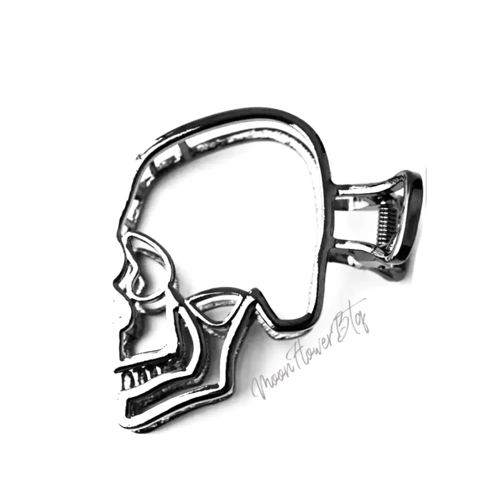 Silver Metal Skull Hair Clip